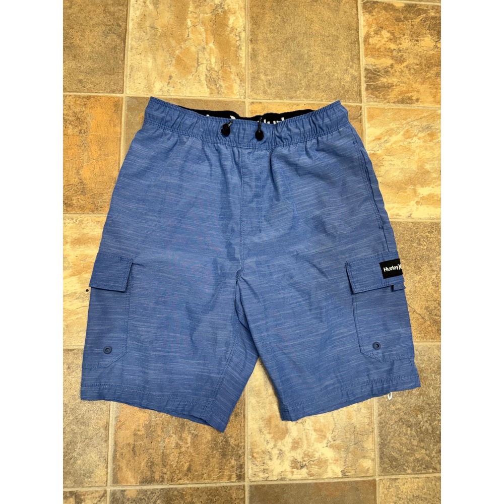 Hurley Boys Blue Heathered‎ Cargo Board Shorts Swim Trunks Size Medium 10-12